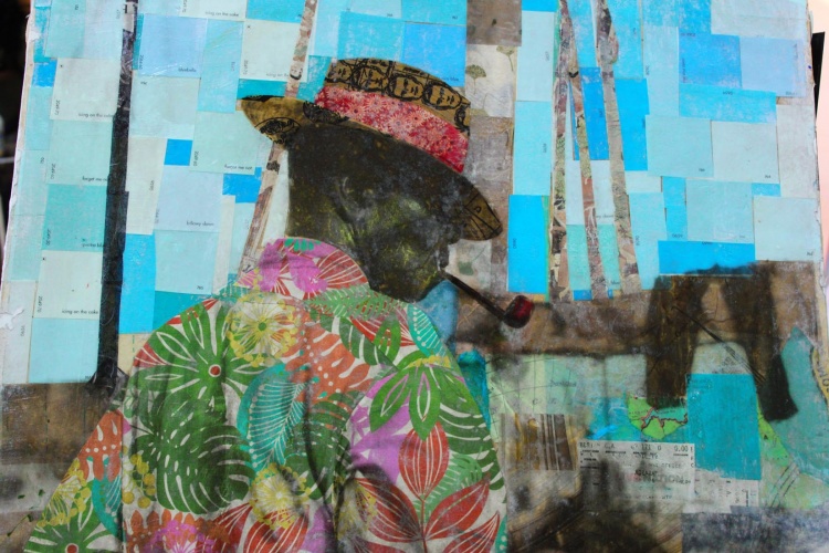 photo transfer/collage work by Susan Katz - Pipe and Flowered Shirt